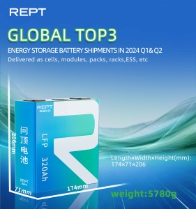 Batería de fosfato de hierro y litio prismática REPT LifeO4 de 320 Ah, 8000 ciclos, alta capacidad, 3.2 V, carga rápida, certificación CE/RoHS - Product Image 3