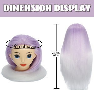 La testa dell'insegnamento della parrucca è realizzata in materiale di seta ad alta temperatura, con una forma del viso carina e capelli Super lunghi da 24 pollici - Product Image 2