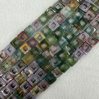 Perles carrées creuses en pierre naturelle de 10 mm, multicolores, en vrac, pour la fabrication de bijoux DIY (bracelets, colliers), vente en gros