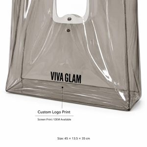Luxury Clear PVC Tote <b>Bag</b> with Custom Branding <b>Large</b> Capacity Waterproof Shopping <b>Beach</b> Carryall Handbag Wholesale OEM - Product Image 2