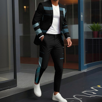 Mode masculine, luxe britannique, affaires et loisirs, veste à imprimé géométrique bicolore, ensemble deux pièces pantalon long