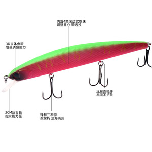 Señuelo Minnow de 13cm y 20g con 3 anzuelos, de hundimiento lento, cebo duro para lubina y pez mandarín, sumergible de 0.5-2m, señuelo de pesca de aguas medias. - Product Image 4