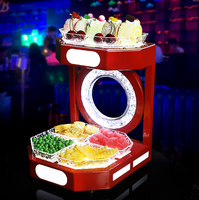 Support de Présentation Lumineux LED en Acier Inoxydable pour Fruits, Plateau de Service Deluxe Rechargeable à LED avec Compartiments pour Bar