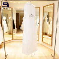 Sacs de rangement pour robes en tissu non tissé blanc de luxe, réutilisables, anti-poussière, avec logo personnalisé