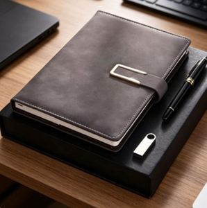 Hot Corporate Leather Notebook Sets With Pen Customizable Luxury <b>A5</b> <b>Diary</b> Stationery Note Book Gift Box for Men - Product Image 1