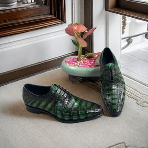 Luxury Toppest Alligator for Men's Formal Oxford Shoes Pointed Toe Waterproof Genuine Leather Dressing Derby Shoes - Product Image 2