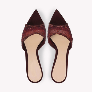 Sandales à talons hauts pour femmes, en maille ornée de strass, à bout pointu, style mules, vente en gros, personnalisation OEM - Product Image 3