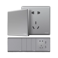 Interrupteur mural Schneider Unica Série Type 86, panneau de prise PC gris fumé, double USB, usage domestique, 10A max, 250V