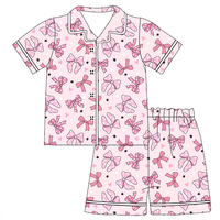Boutique Kids Girl Short Sleeve Two Piece Pajamas Spring Summer Custom Printing Sleep Wear Set