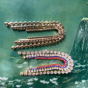 Brincos Longos Multicoloridos com Franjas para o Dia da Independência Feminino, Brincos de Bandeira com Strass Vermelho, Branco e Azul - Product Image 3