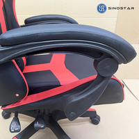Chaise de jeu pivotante ergonomique en cuir résistant à l'abrasion avec cadre en acier, hauteur réglable et inclinable, convertible pour ordinateur