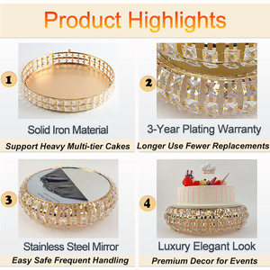 Décoration de mariage, grandes bases de 18 pouces pour gâteaux, support à dessert, ensemble de supports à gâteaux en cristal avec miroir - Product Image 3