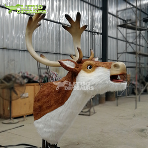 Tête d'animal d'intérieur de modèle Rudolf de renne animatronique de Noël chantant grandeur nature - Product Image 2
