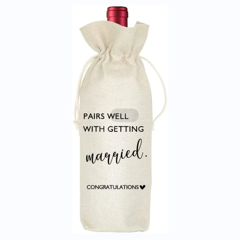 Jute bouteille de vin couvre vin aveugle texte emballage pochette Champagne fête de mariage décorer rustique toile de jute sac de noël coton