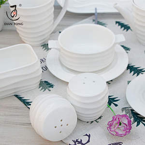 Vajilla de Cerámica Blanca para Bodas Europeas con Logotipo Personalizado, Apta para Lavavajillas, Juego de Platos y Tazones para Restaurante - Product Image 4