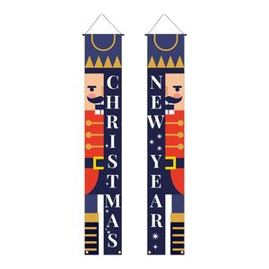 1*6ft <b>Nutcracker</b> Soldier <b>Christmas</b> Door Hanging <b>Decorations</b> Couplets PVC & Polyester Long Rectangle for Home <b>Decoration</b> - Product Image 1