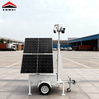 Deux panneaux solaires pliables de 450 W, remorque de surveillance mobile montée sur mât télescopique de 6 mètres pour le public