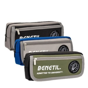 Benetil Pencil Case Double Layer Canvas School Office Use Mixed Color - Product Image 1