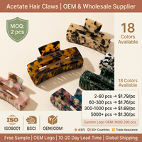 Pince à cheveux rectangulaire grande taille en acétate Shily&OS, style coréen, pour cheveux épais, vente en gros, logo personnalisé