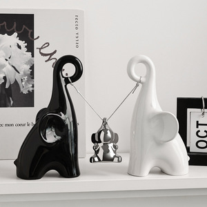 Adornos de Elefante de Porcelana Blanca de Lujo Ligero Creativo Behanmei, Decoración para Sala de Estar, Mueble de TV, Mueble para Vinos - Product Image 2