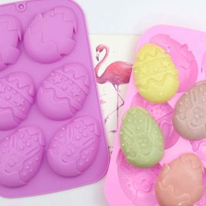 Moule en silicone écologique 6 cavités pour œufs de Pâques, chocolat, gâteaux, outil de pâtisserie DIY réutilisable, résine OEM/ODM, vente chaude - Product Image 2