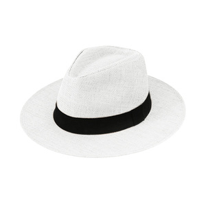 Chapeau de paille Panama naturel pour homme, style décontracté, tendance été, avec ruban de couleur unie, idéal pour la randonnée et la plage, vente en gros - Product Image 2
