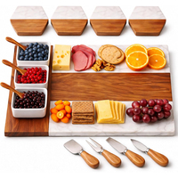 Ensemble de planches à charcuterie personnalisées, écologiques et durables, planche à fromage en bois et marbre gravée sur mesure, ensemble de couteaux en acier inoxydable