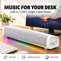 Speaker Bar USB BT Dengan Suara 2.0 Channel, Lampu RGB, Pengatur Volume, Dan Desain Aksesori Komputer Untuk Desktop Modern