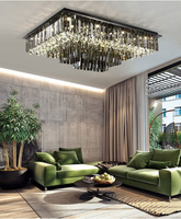 Plafonnier circulaire en cristal gris fumé pour salon, lustre moderne de luxe en cristal, luminaires pour chambre à coucher