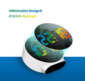 นาฬิกาปลุกดิจิตอล LED 12/24H พร้อมฟังก์ชั่นเลื่อนปลุก ปฏิทิน กระจกเงา ใช้งานได้สะดวก เหมาะสำหรับห้องนอน โต๊ะข้างเตียง ชั้นวางของ - อิเล็กทรอนิกส์ - Product Image 4