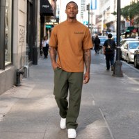 T-shirt Homme Col Montant Épaules Tombantes Coupe Oversize Ample Tissu Lourd Manches Courtes Uni Streetwear Vierge Personnalisable Logo Vente en Gros
