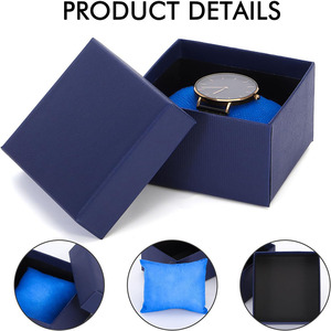 <span class=keywords><strong>B718</strong></span> azul marino cartón reloj Cajas de Regalo con almohada papel joyería cuadrado hombres mujeres Navidad cumpleaños reloj caja organizador - Product Image 2