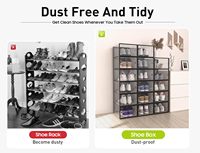 Grande boîte de rangement pour chaussures en plastique transparent empilable, écologique, pliable, multifonctionnelle, pour femmes et hommes, organisateur de baskets, bac de rangement