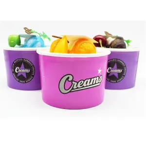 Экологически чистые бумажные стаканчики для мороженого с логотипом и крышкой бумажные стаканчики для мороженого с крышкой