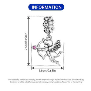 New style Cupid pendant in white <b>copper</b>, original, niche, high-end DIY <b>bracelet</b>, jewelry, and accessories wholesale - Product Image 3