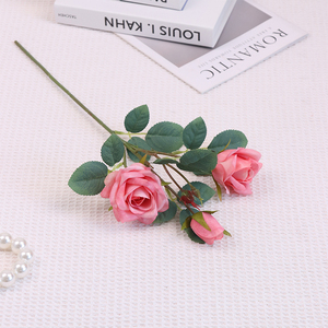 Rosa de imitación de tres puntas, flores de seda suaves, venta al por mayor, para bodas, salón europeo, rosa diamante, decoración de sala de estar, modelo. - Product Image 3