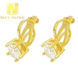 fine jewelry earrings moissanite ear studs Jewelry Inlaid Stone Silver Gold Plated clip-on earring Stud Earrings