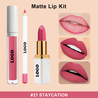 Kit Lèvres 3D - Rouge à Lèvres Liquide Longue Tenue, Crayon à Lèvres & Gloss à Finition Brillante, Formule Végétale & Minérale pour des Lèvres Plus Volumineuses