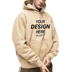 Wholesale Luxury Men's <b>Oversized</b> 430gsm Heavy <b>Fleece</b> <b>Hoodie</b> Custom LOGO Digital Printing Breathable Solid Pattern for Autumn - Product Image 1