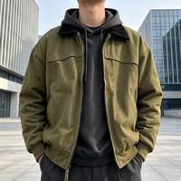 Blouson bomber en polaire pour homme avec col contrastant et fermeture éclair métallique – Vente en gros, tendance