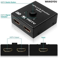 Conmutador HDMI 2.0 Bidireccional 4K 60HZ, 2x1 1x2, Divisor HDMI Bidireccional, 2 Entradas 1 Salida, Convertidor HDCP 3D