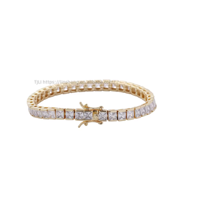 Hip-hop Jewelry Square Zirconium Single-row Tennis <b>Bracelet</b>, Hip-hop <b>Copper</b> Zircon Tennis Chain Tanjing Fashion Lijing Necklace - Product Image 3