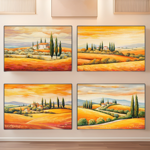 Pintura de Paisaje al Atardecer, Semi-Pintada a Mano, Texturizada, Óleo/Acrílico, Lienzo Profesional, Marco Personalizable, Óleo Ecológico - Product Image 1