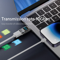 Adaptateur USB 3.2 Gen2 10 Gbps avec affichage numérique, convertisseur USB-A vers Type-C, moniteur de tension et de courant en temps réel