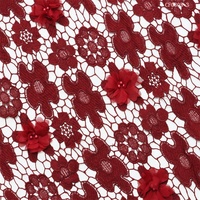 Tissu en dentelle guipure brodée 100 % polyester soluble dans l'eau, motif floral 3D, vente en gros