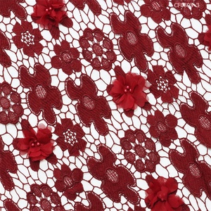 Tessuto in Pizzo Ricamato 3D Floreale Idrosolubile 100% Poliestere, Tessuti per Ricamo all'Ingrosso Twin Textile - Product Image 5