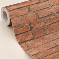 Papier peint MORLENX effet brique rouge vintage en rouleau pour murs décoratifs de café, salon et bureau