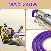 Cable USB Tipo C a USB C 4 en 1 de 240W con Carga Rápida PD para iPhone 16 Pro Max 15 iPad Xiaomi Samsung Tablet, Cable de Datos de 1M