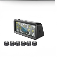 Monitor Tekanan Ban Nirkabel 6 Roda TPMS Truk Presisi Tinggi Pengisian Daya Tenaga Surya Tipe C Layar LCD 4 Inci Tahan Air IPX7