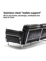 Canapé en cuir style Bauhaus, pieds en métal modernes, canapé italien minimaliste de luxe en tissu et cuir pour salon